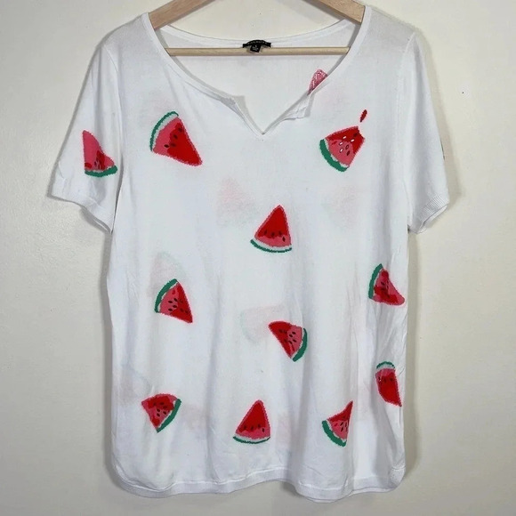 TALBOTS | BEADED WATERMELON SHORT SLEEVE TEE - Picture 2 of 13